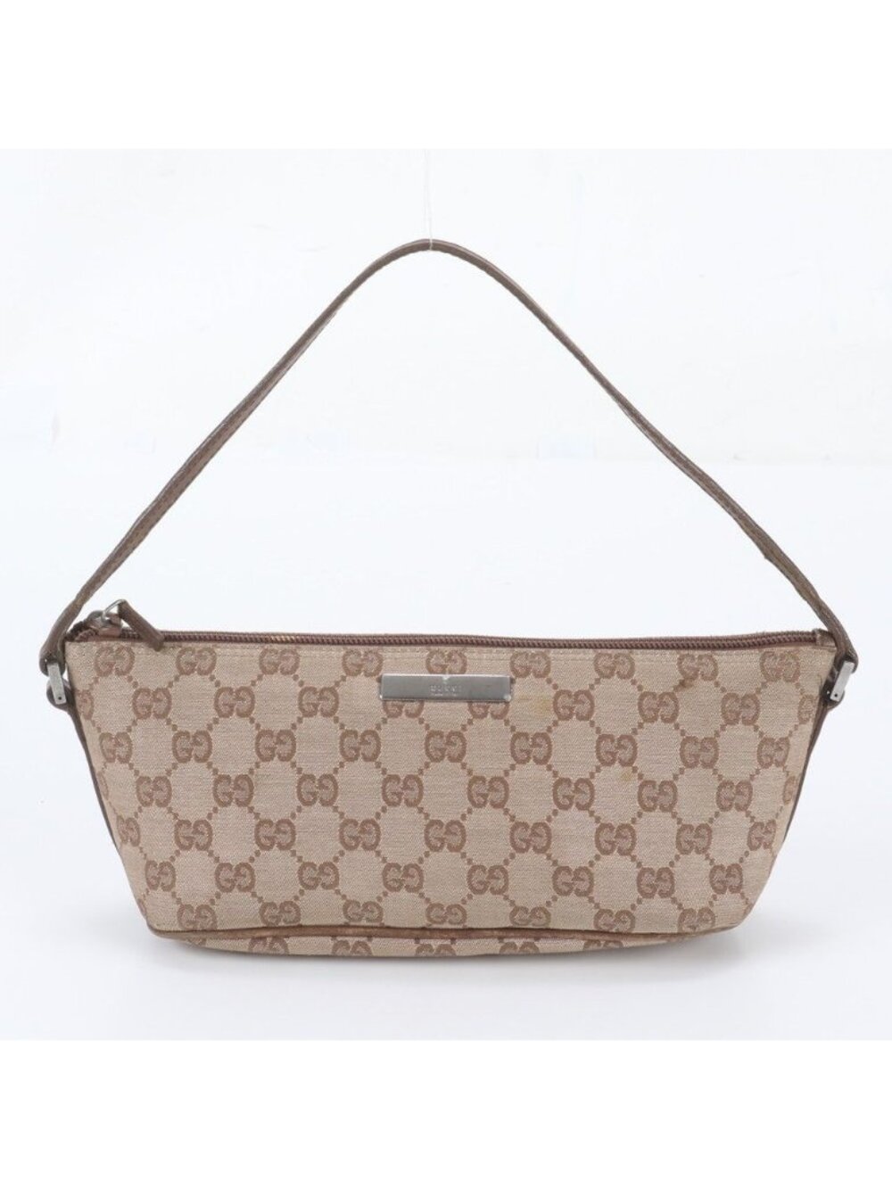Gucci GG Canvas Leather Handbag Brown